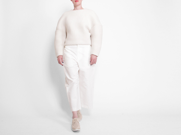 Berenik Quilted Fleece Sweater - White Berenik Quilted Fleece Sweater - White