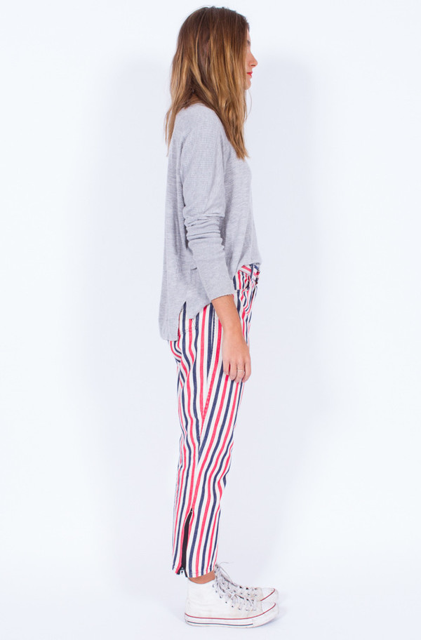 Striped Red White and Blue Denim Pants (Small) Striped Red White and Blue Denim Pants (Small)