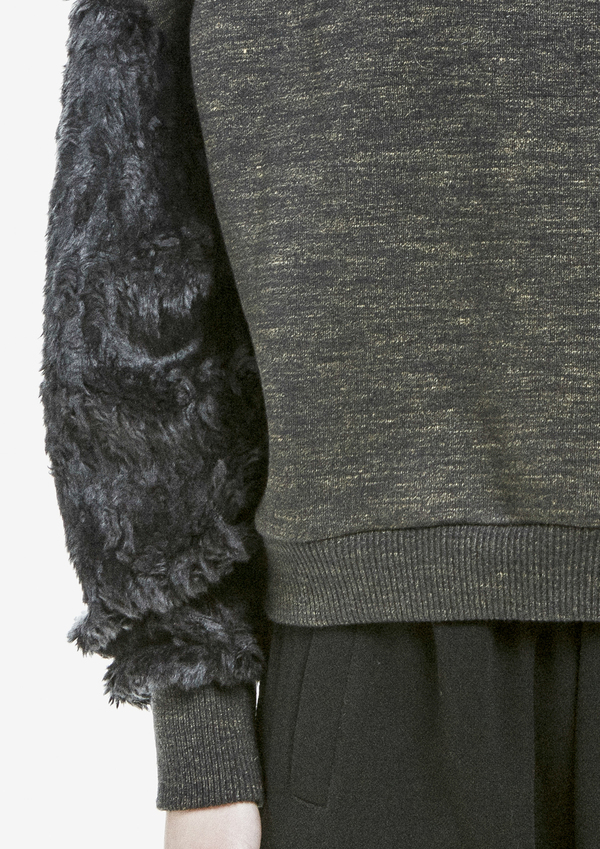 Berenik Sweater Long Sleeves Cotton/Cotton Mix Fur - Dark Gray Mottled Berenik Sweater Long Sleeves Cotton/Cotton Mix Fur - Dark Gray Mottled