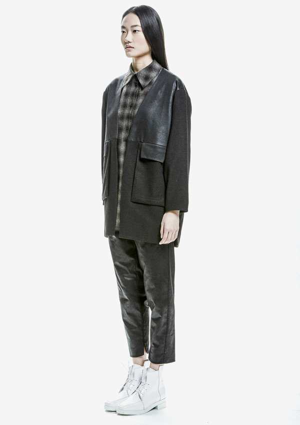 SHIRT LONG SLEEVES WOOL TWEED – BLACK / BROWN SHIRT LONG SLEEVES WOOL TWEED – BLACK / BROWN