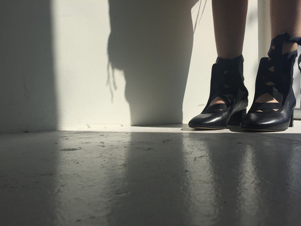 "INTENTIONALLY __________." ANIA Black Leather Bootie "INTENTIONALLY __________." ANIA Black Leather Bootie