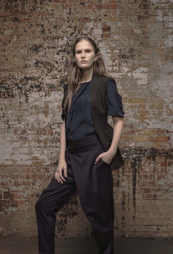 Vincetta Black Asymmetrical Placket shirt Vincetta Black Asymmetrical Placket shirt