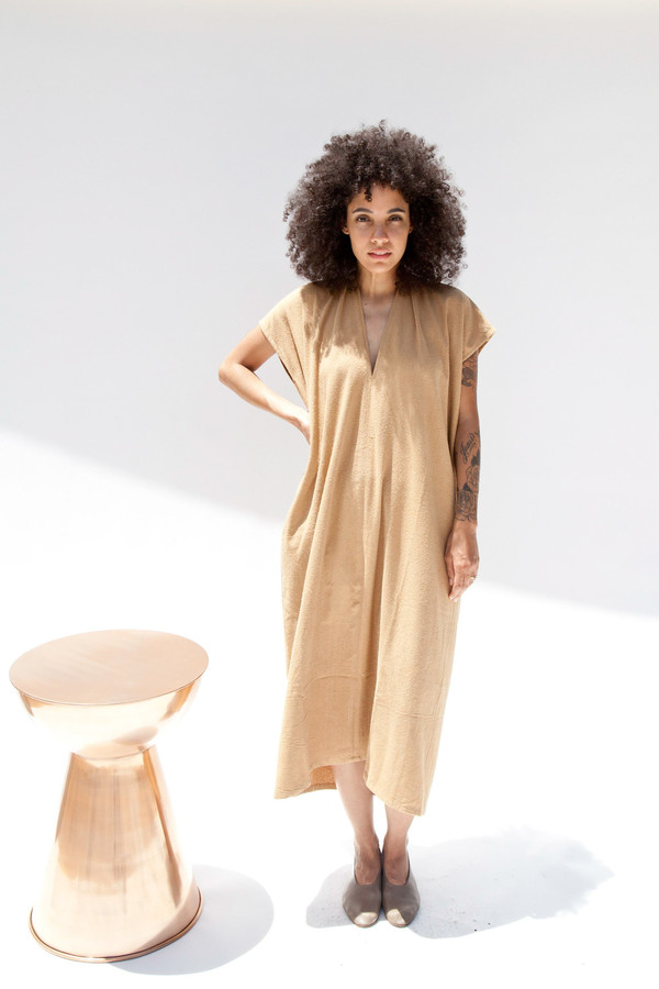 Miranda Bennett In-Stock: Everyday Dress, Oversized, Silk Noil in Camel Miranda Bennett In-Stock: Everyday Dress, Oversized, Silk Noil in Camel