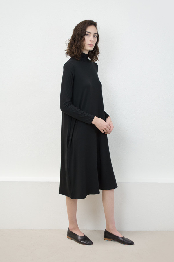 Micaela Greg Black Jersey Mock Neck Dress Micaela Greg Black Jersey Mock Neck Dress