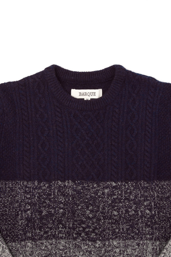 Men's Barque Cableknit Gradient Sweater Navy Men's Barque Cableknit Gradient Sweater Navy