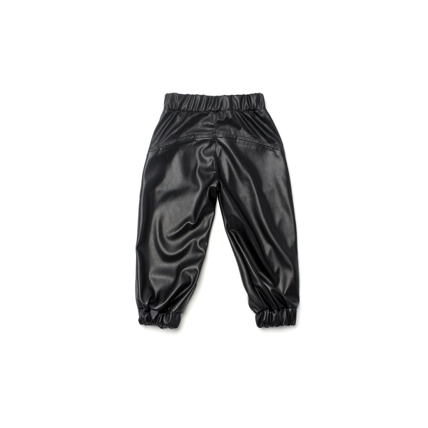 OMAMImini Black Faux Leather Joggers OMAMImini Black Faux Leather Joggers