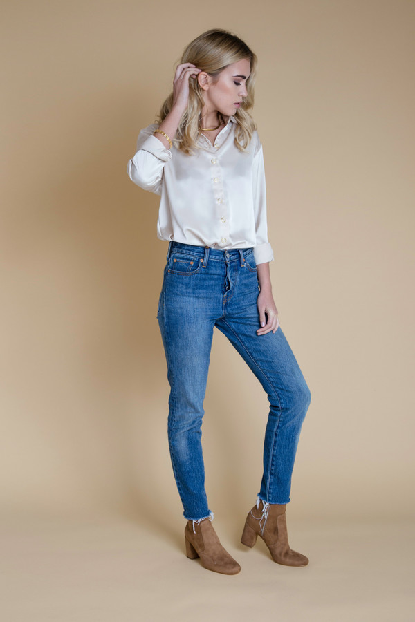 BETWEEN TEN Phoebe Blouse - Ivory Satin BETWEEN TEN Phoebe Blouse - Ivory Satin