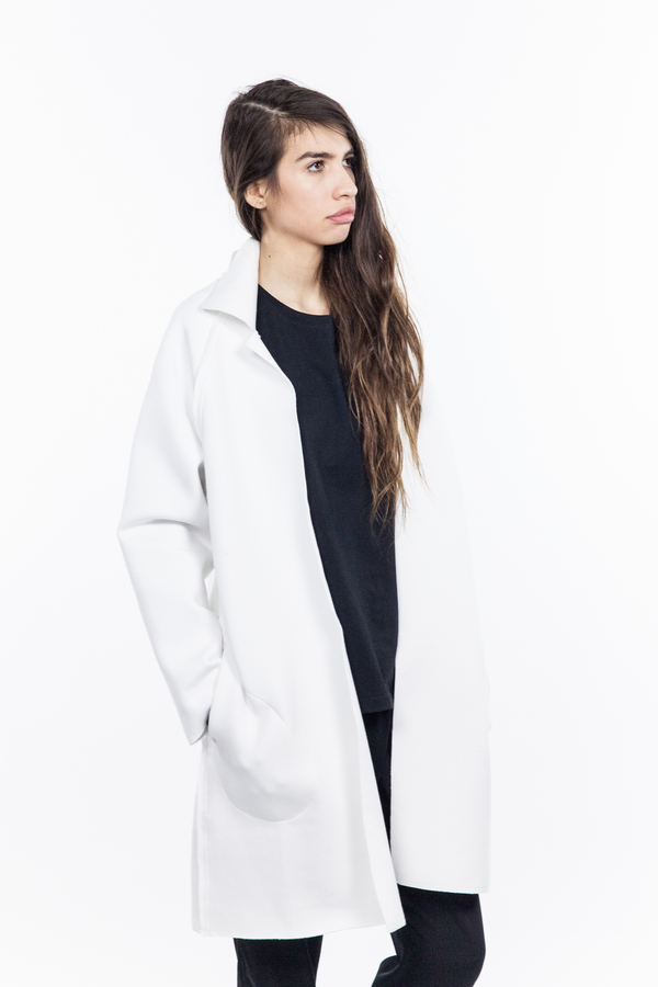 Norma Kamali Mens Bonded Trench - White Norma Kamali Mens Bonded Trench - White