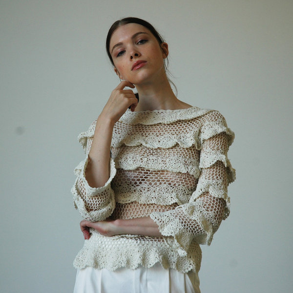 Nikki Chasin Lia Crochet Ruffle Top - Ivory Nikki Chasin Lia Crochet Ruffle Top - Ivory