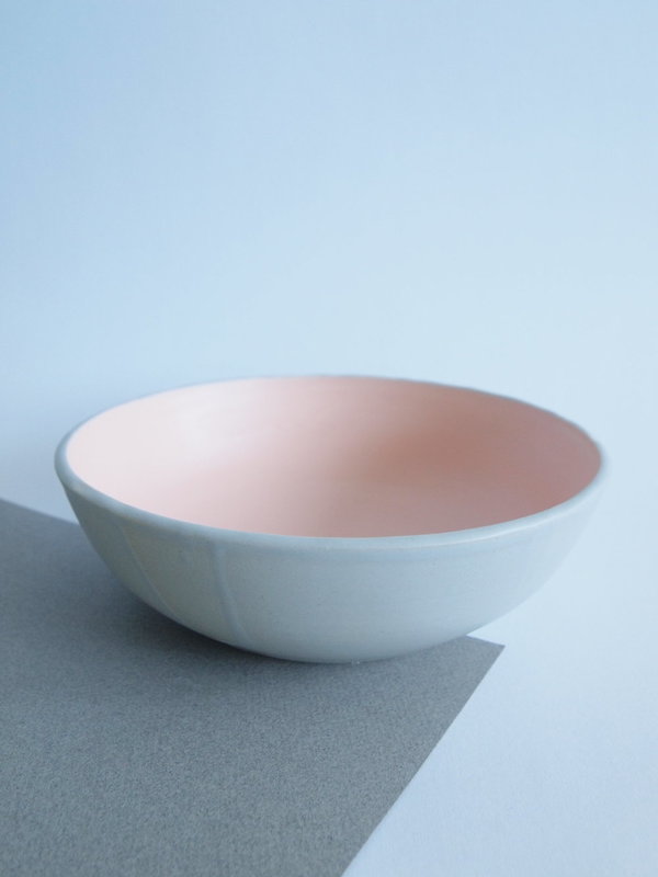 peach/gray large low bowl peach/gray large low bowl