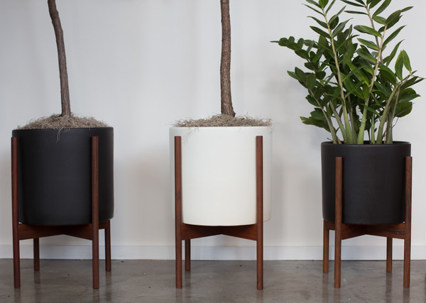 Modernica Case Study Cylinder Planter with Wood Stand Modernica Case Study Cylinder Planter with Wood Stand