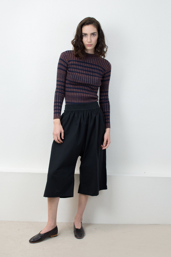 Micaela Greg Navy/Speckle Rust Rib Striped Sweater Micaela Greg Navy/Speckle Rust Rib Striped Sweater
