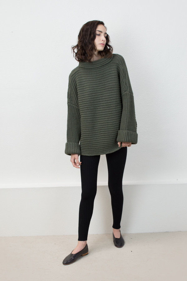 Micaela Greg Olive Parallel Pullover Micaela Greg Olive Parallel Pullover