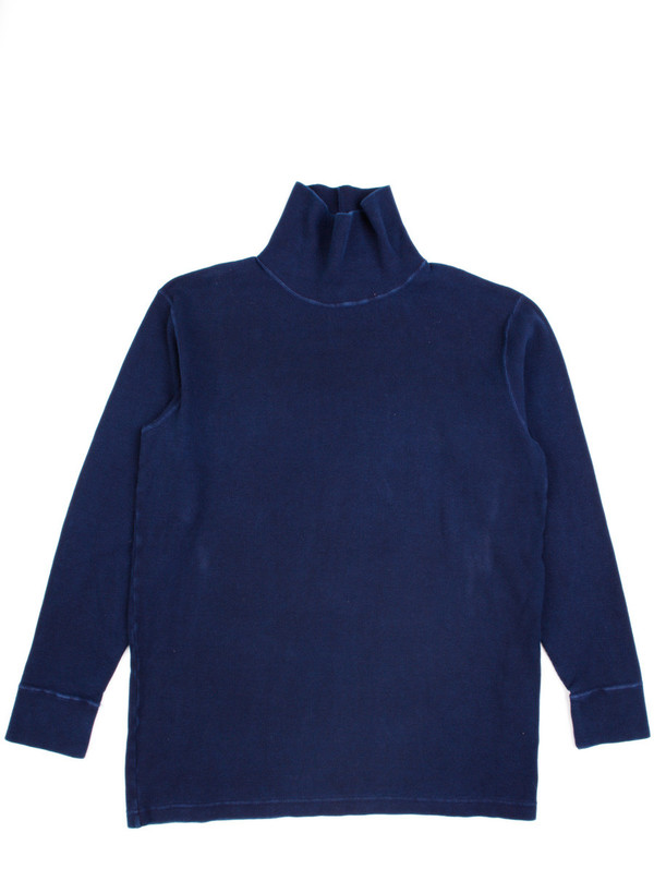 Blue Blue Japan Indigo Hand Dyed Slub Cotton Rib Turtleneck Tee Blue Blue Japan Indigo Hand Dyed Slub Cotton Rib Turtleneck Tee