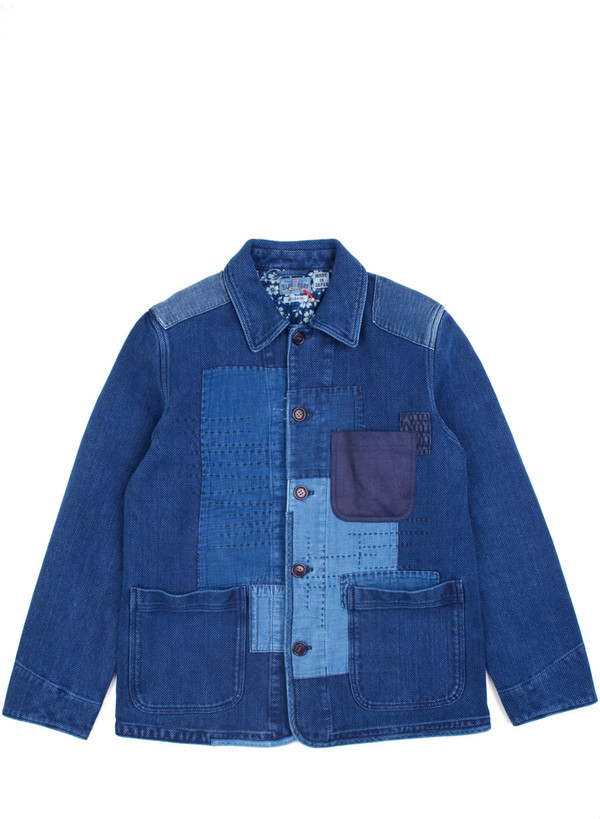 Blue Blue Japan Woven Pure Indigo "Sashiko" Hand Patchwork Jacket Blue Blue Japan Woven Pure Indigo "Sashiko" Hand Patchwork Jacket
