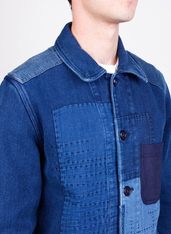 Blue Blue Japan Woven Pure Indigo "Sashiko" Hand Patchwork Jacket Blue Blue Japan Woven Pure Indigo "Sashiko" Hand Patchwork Jacket