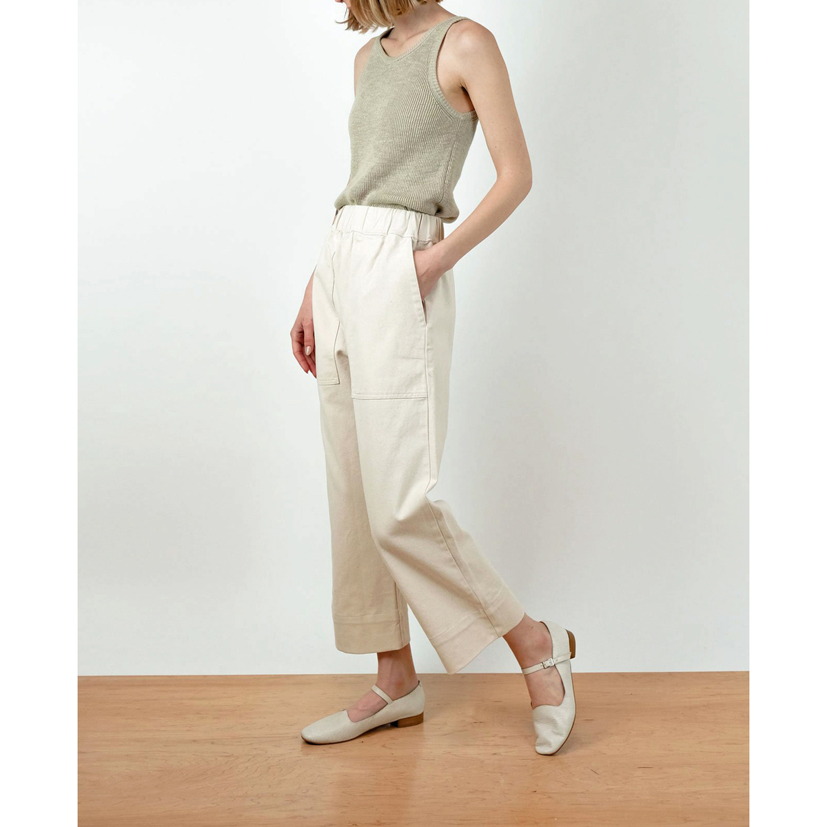 cream utility trousers