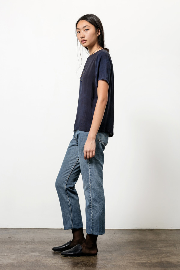 Osei-Duro Note T in Silk Crepe Natural Indigo Osei-Duro Note T in Silk Crepe Natural Indigo