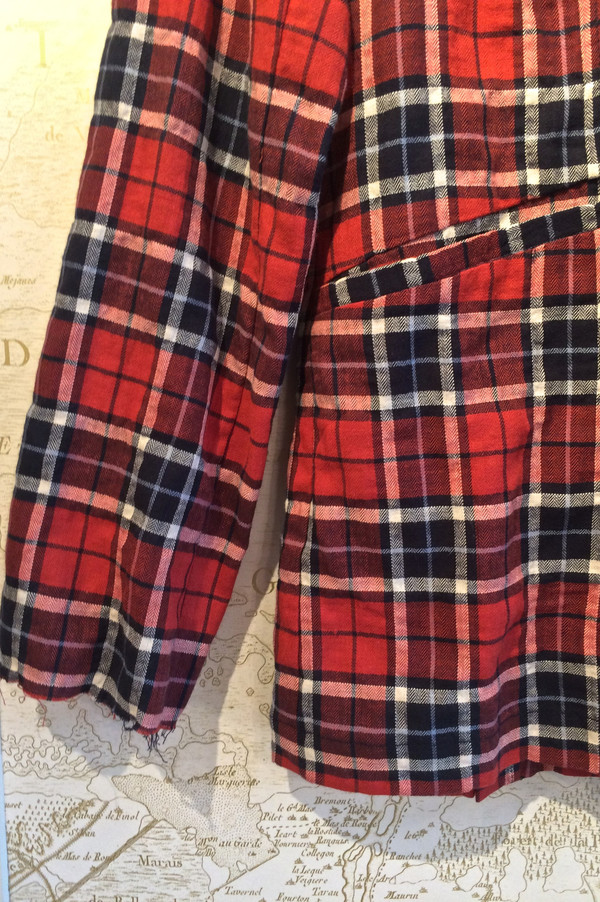Harvey Faircloth Red Plaid Blazer w/ Peplum Harvey Faircloth Red Plaid Blazer w/ Peplum