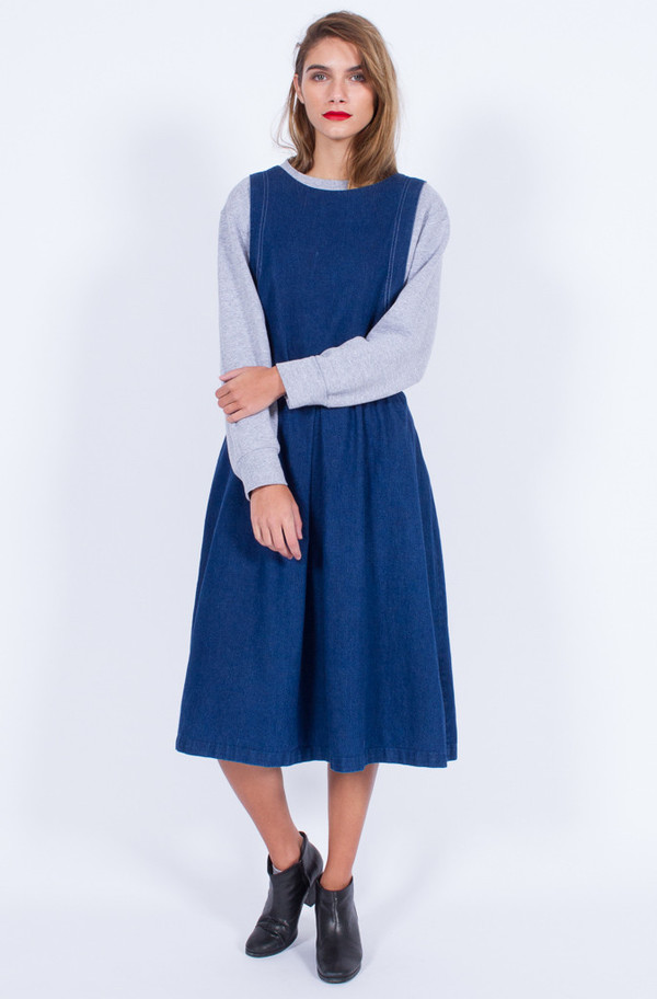 Yo Vintage! DENIM PINAFORE DRESS (MED-LARGE) Yo Vintage! DENIM PINAFORE DRESS (MED-LARGE)