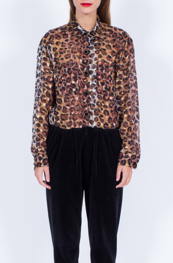 Yo Vintage! VELVET AND SHEER LEOPARD JUMPSUIT (SMALL-MEDIUM) Yo Vintage! VELVET AND SHEER LEOPARD JUMPSUIT (SMALL-MEDIUM)