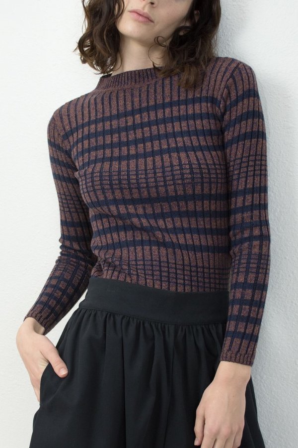 Micaela Greg RIB SWEATER - NAVY + RUST Micaela Greg RIB SWEATER - NAVY + RUST