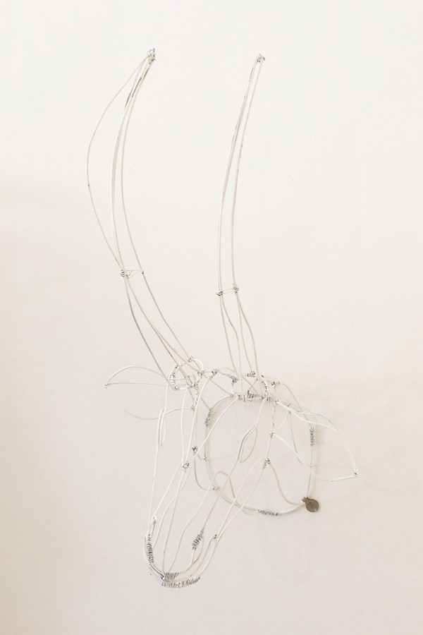 7 on Locust Wire Gazelle Head - White 7 on Locust Wire Gazelle Head - White