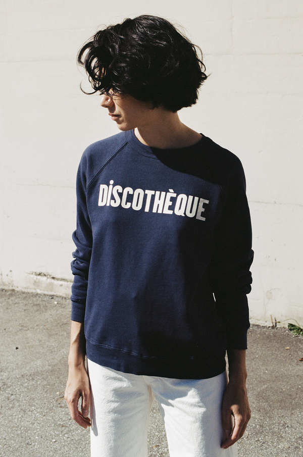 Clare V Sweatshirt - navy with white discotheque Clare V Sweatshirt - navy with white discotheque