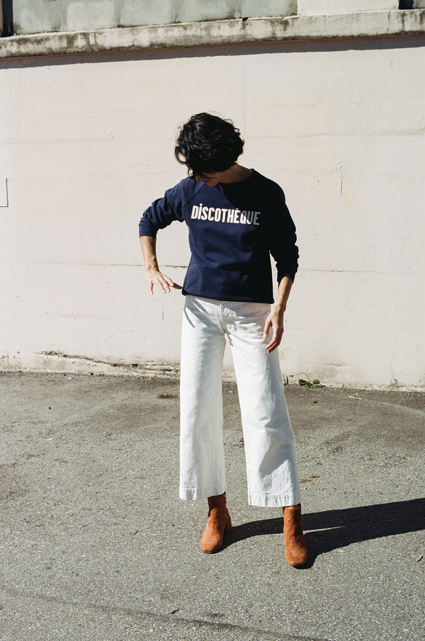 Clare V Sweatshirt - navy with white discotheque Clare V Sweatshirt - navy with white discotheque