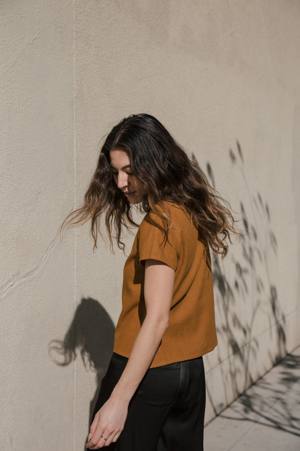 ali golden v-neck top in rust ali golden v-neck top in rust