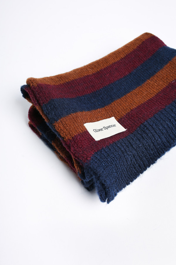 Men's Oliver Spencer Ola scarf in Caramel Multi Men's Oliver Spencer Ola scarf in Caramel Multi