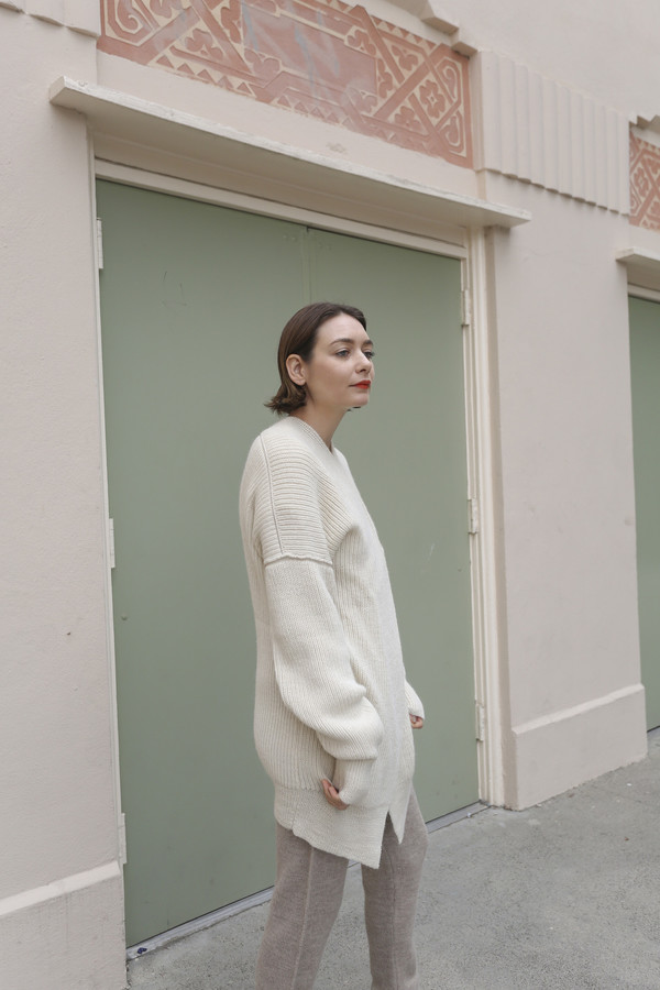Lauren Manoogian Fisherman Cardigan in White Lauren Manoogian Fisherman Cardigan in White