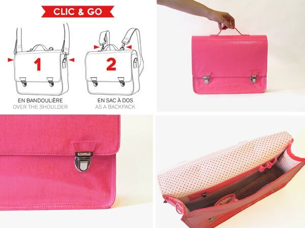 Miniseri Medium Glossy Pink School Bag - Dodo Les Bobos Miniseri Medium Glossy Pink School Bag - Dodo Les Bobos