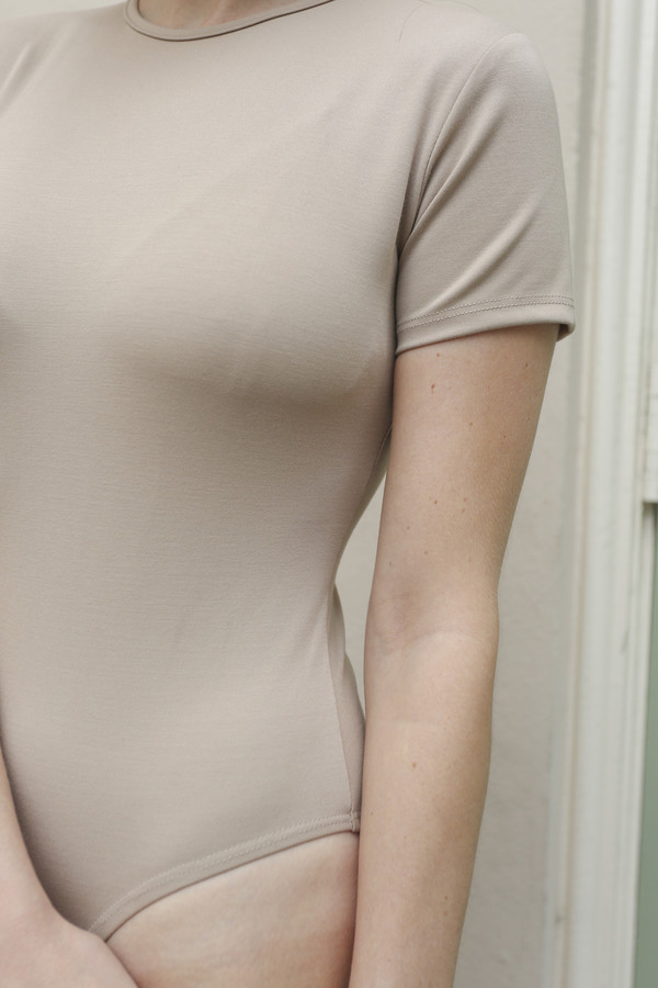 Maryam Nassir Zadeh Lara T-Shirt Leotard in Tan Maryam Nassir Zadeh Lara T-Shirt Leotard in Tan