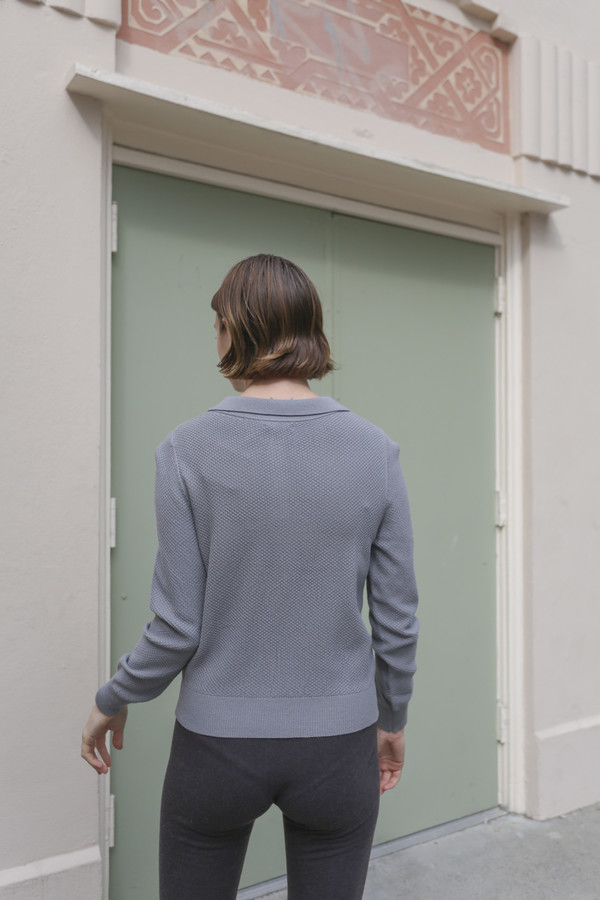 Woolly Bully Polo Crop Sweater in Gray Woolly Bully Polo Crop Sweater in Gray