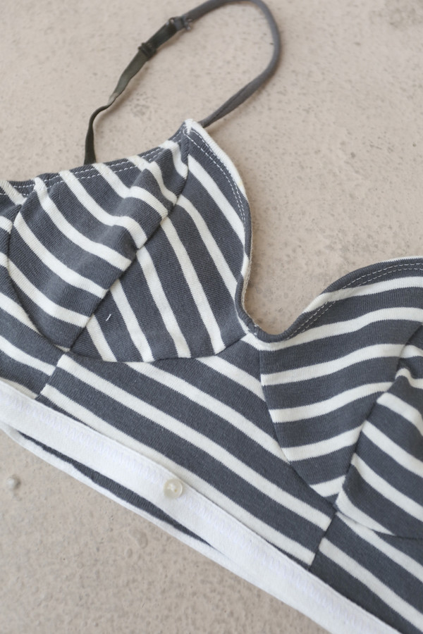 Botanica Workshop Aya Longline Bralette in Charcoal Stripe Botanica Workshop Aya Longline Bralette in Charcoal Stripe