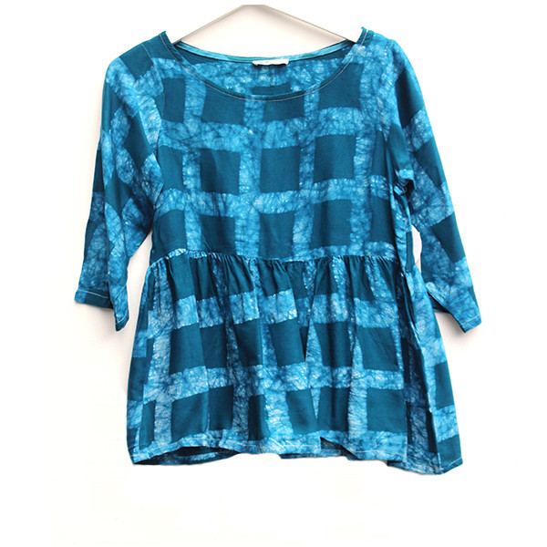 Della Teal Checkered Top Della Teal Checkered Top