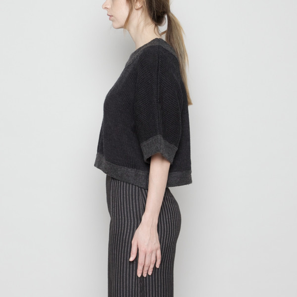 7115 by Szeki Boiled Wool Trims Sweater - Charcoal FW16 7115 by Szeki Boiled Wool Trims Sweater - Charcoal FW16