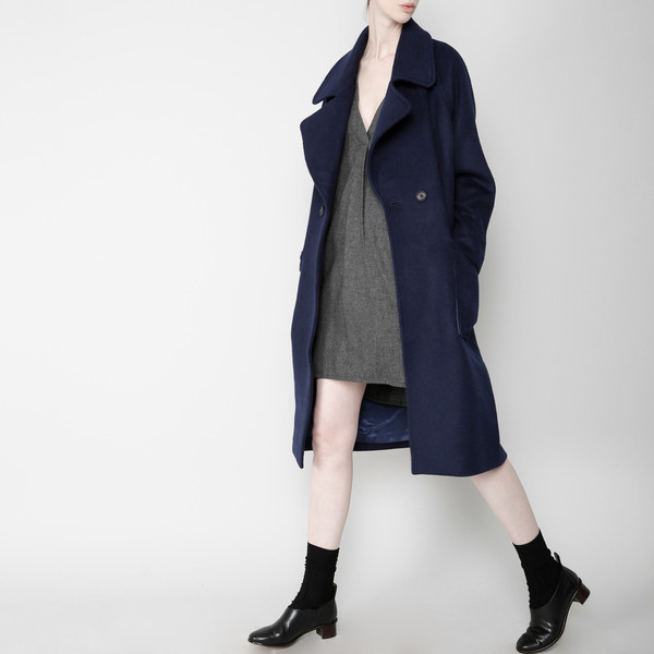 7115 by Szeki Long Wool Coat - Navy FW16 7115 by Szeki Long Wool Coat - Navy FW16