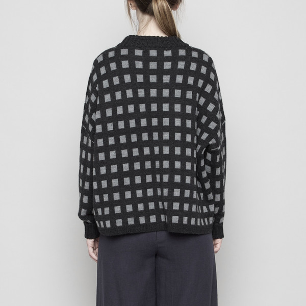7115 by Szeki Mock-Neck Merino Plaid Sweater - Charcoal + Beige FW16 7115 by Szeki Mock-Neck Merino Plaid Sweater - Charcoal + Beige FW16