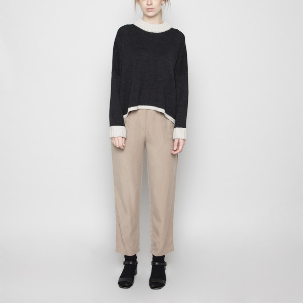 7115 by Szeki Mock-Neck Merino Sweater - Charcoal + Beige FW16 7115 by Szeki Mock-Neck Merino Sweater - Charcoal + Beige FW16