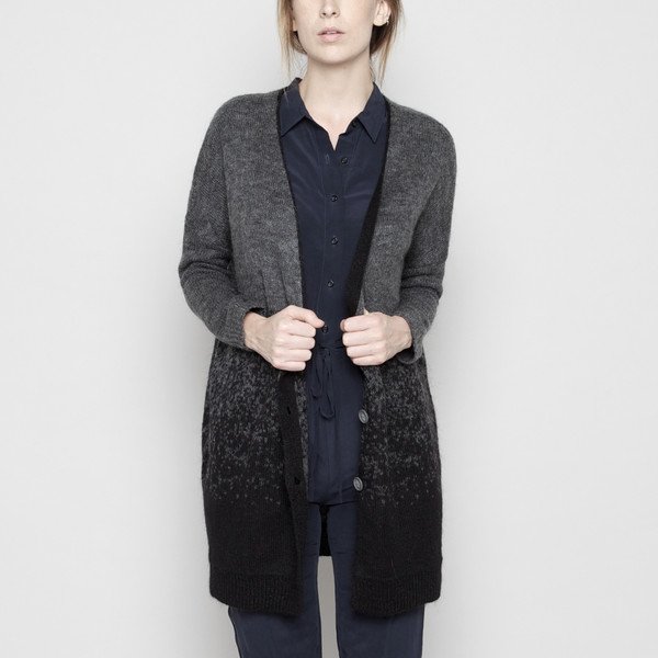 7115 by Szeki Mohair Gradient Long Cardigan - Black + Gray FW16 7115 by Szeki Mohair Gradient Long Cardigan - Black + Gray FW16