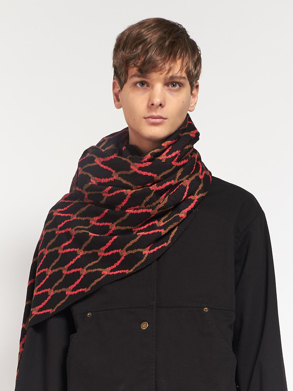 Men's Reality Studio Net Plaid Scarf Black Men's Reality Studio Net Plaid Scarf Black