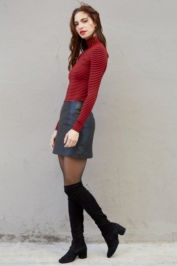 Tees by Tina Striped Mock Neck Top Tees by Tina Striped Mock Neck Top