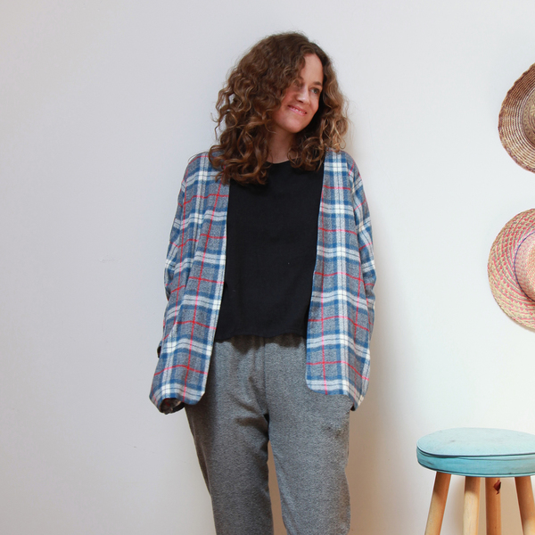 Me & Arrow Cardi Jacket - Fuzzy Grey Plaid Me & Arrow Cardi Jacket - Fuzzy Grey Plaid