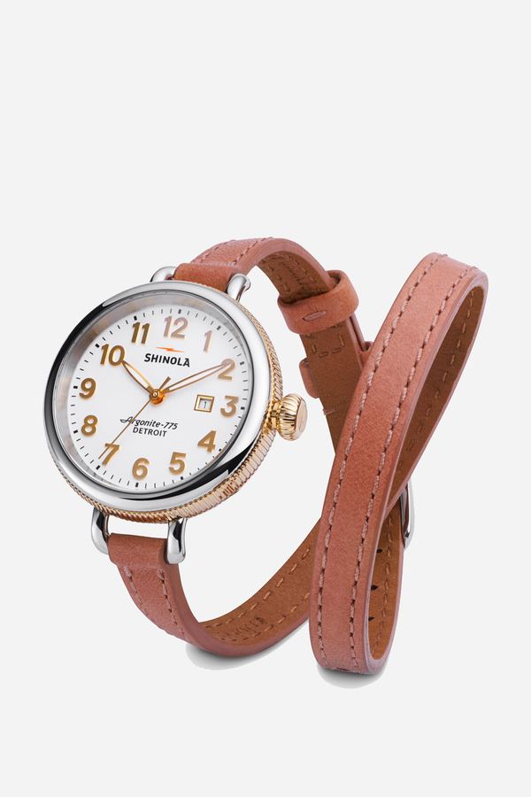 Shinola The Birdy 34mm in white & orchid Shinola The Birdy 34mm in white & orchid