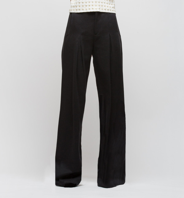 H. Fredriksson Pleat Long Pant Black H. Fredriksson Pleat Long Pant Black