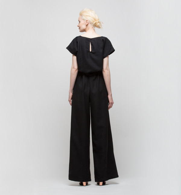 H. Fredriksson Tina Jumpsuit Black linen/silk/wool H. Fredriksson Tina Jumpsuit Black linen/silk/wool