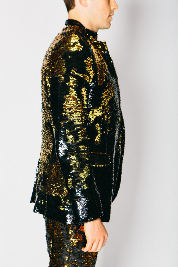 Men's Any Old Iron Gold/Black Sequin Suit Jacket Men's Any Old Iron Gold/Black Sequin Suit Jacket