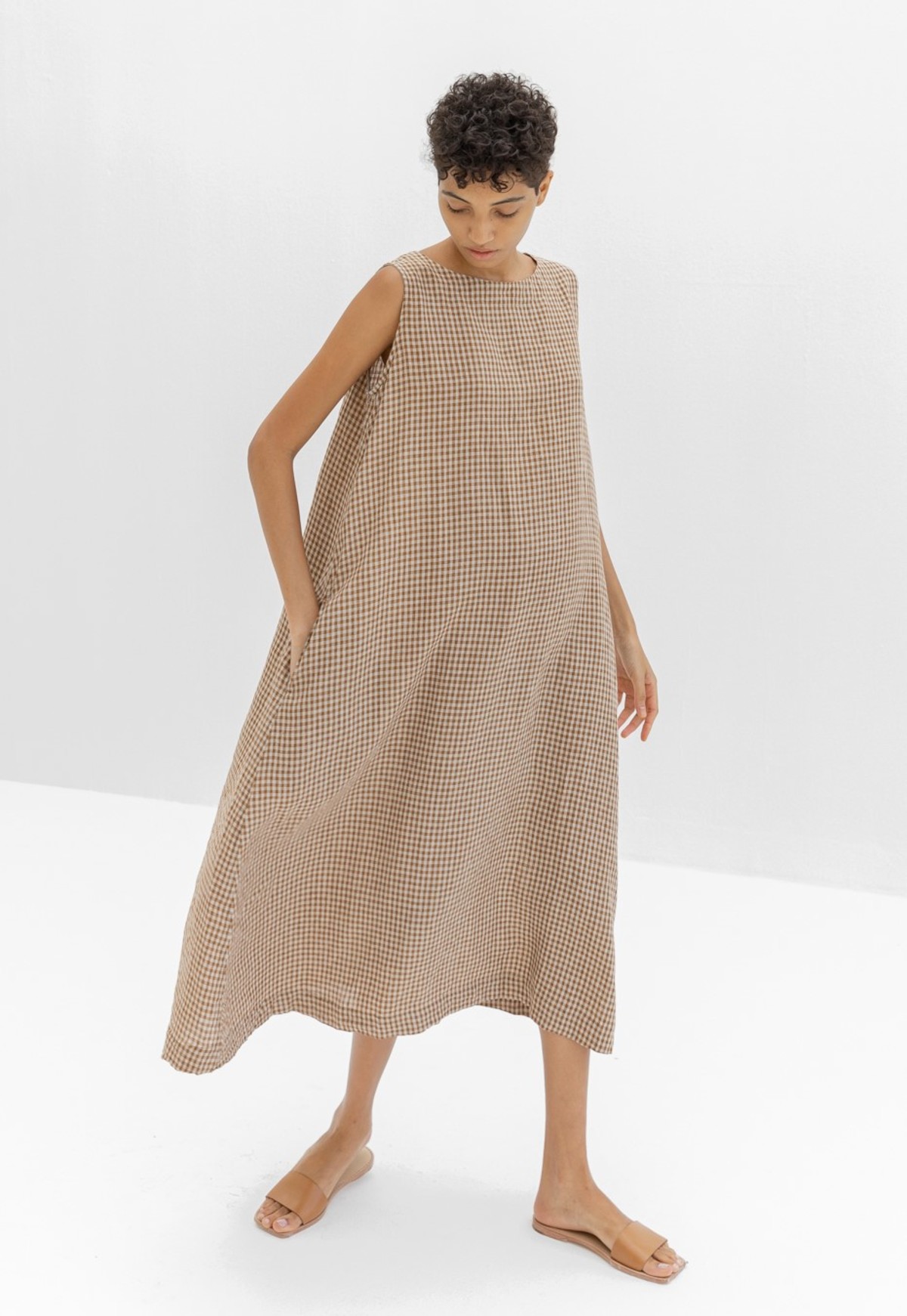 gingham dungaree dress